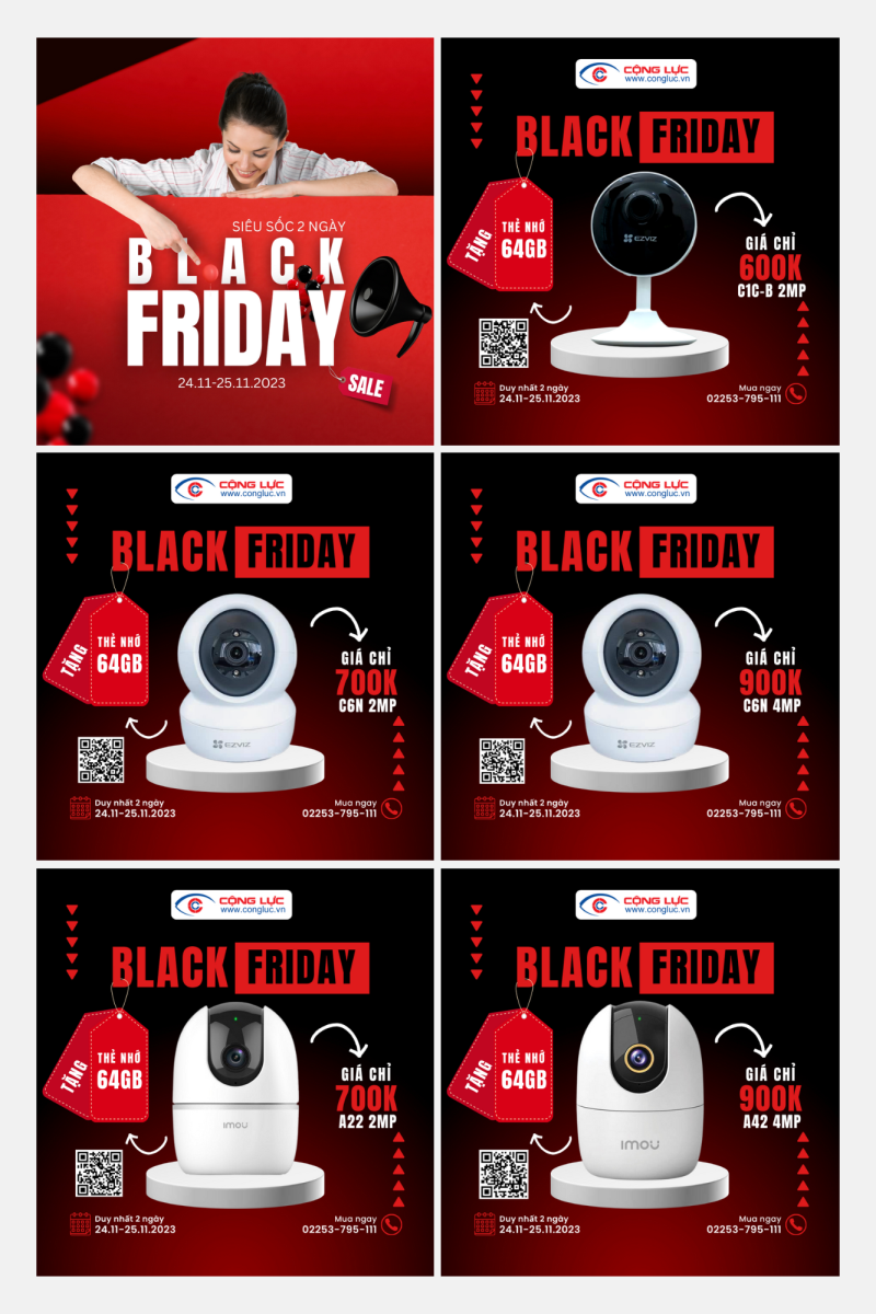 danh sách sản phẩm camera wifi khuyến mại black friday 2023 tại Camera Cộng Lực