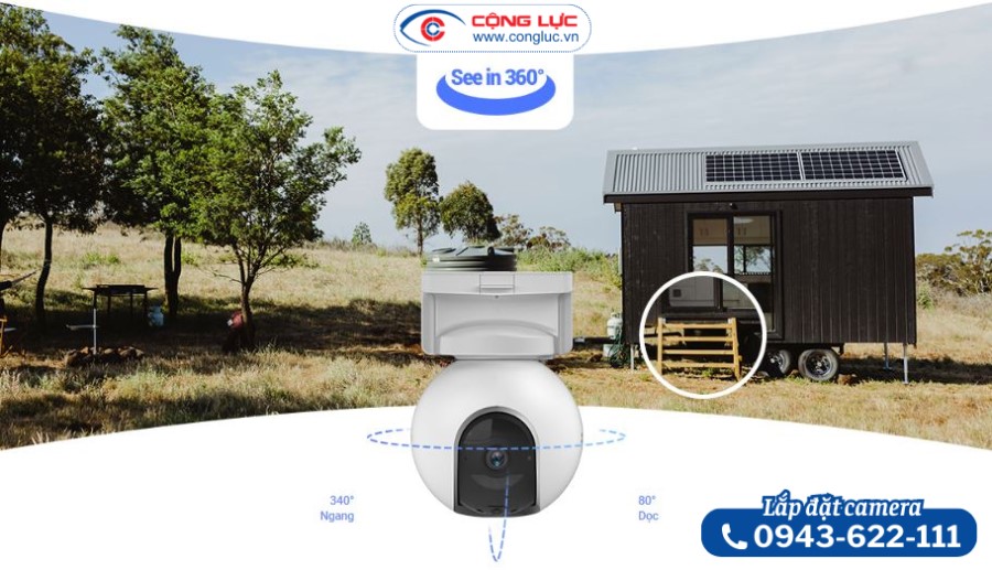 Camera Sim 4G Ezviz EB8 2K quay quét thông minh 360 độ