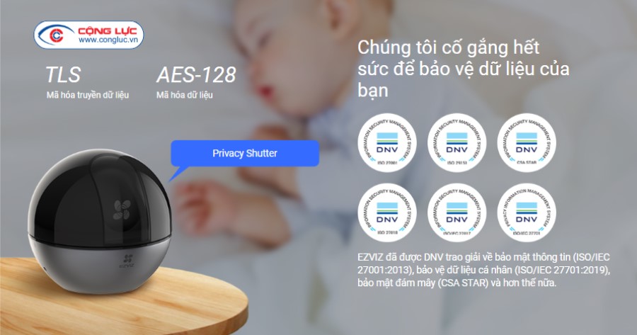 Camera wifi Ezviz E6 3k 5mp bảo vệ dữ liệu an toàn
