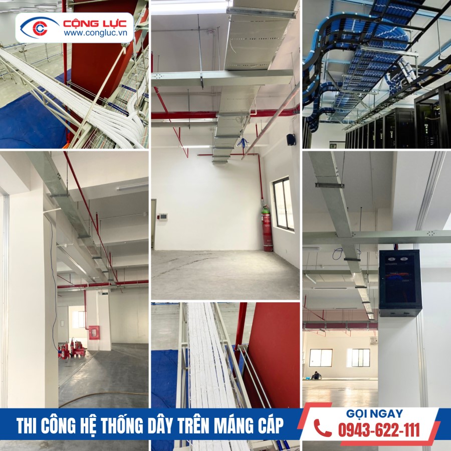 cộng lực thi công hệ thống dây chạy trên máng cáp