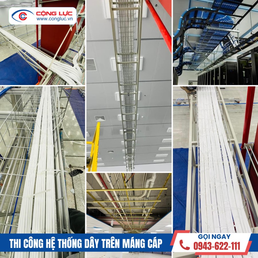 cộng lực thi công hệ thống dây chạy trên máng cáp