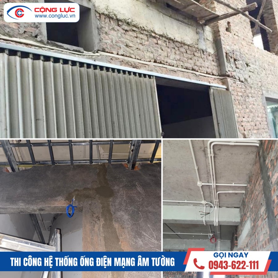 Cộng Lực thi công hệ thống ống điện mạng âm tường tại kcn amata sông khoai