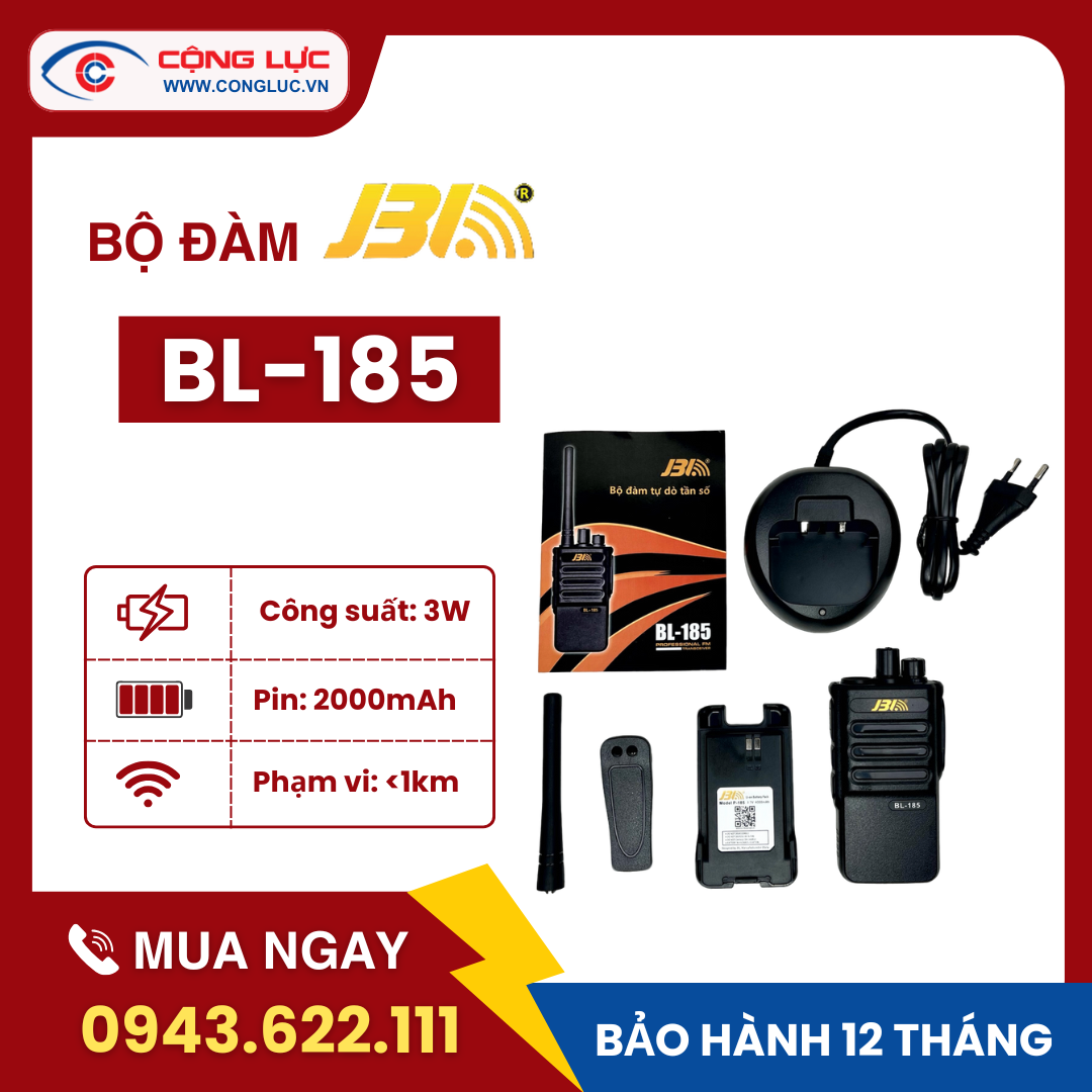 Trọn bộ sản phẩm bộ đàm JBL BL-185 chính hãng