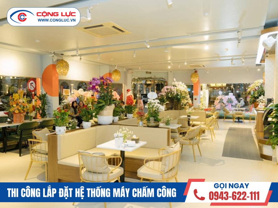 lắp đặt máy chấm công ở tiệm trà sữa Homi số 1 Kỳ Đồng, Hồng Bàng, Hải Phòng