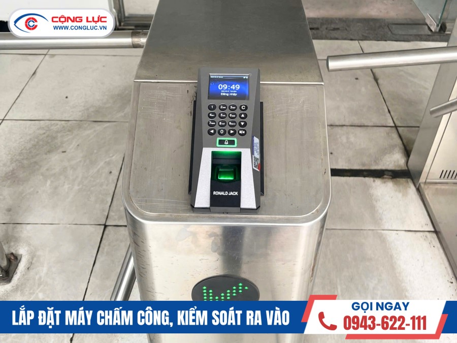 lắp máy chấm công kiểm soát ra vào Ronald Jack F18ID nhà máy EST Vina KCN Tràng Duệ