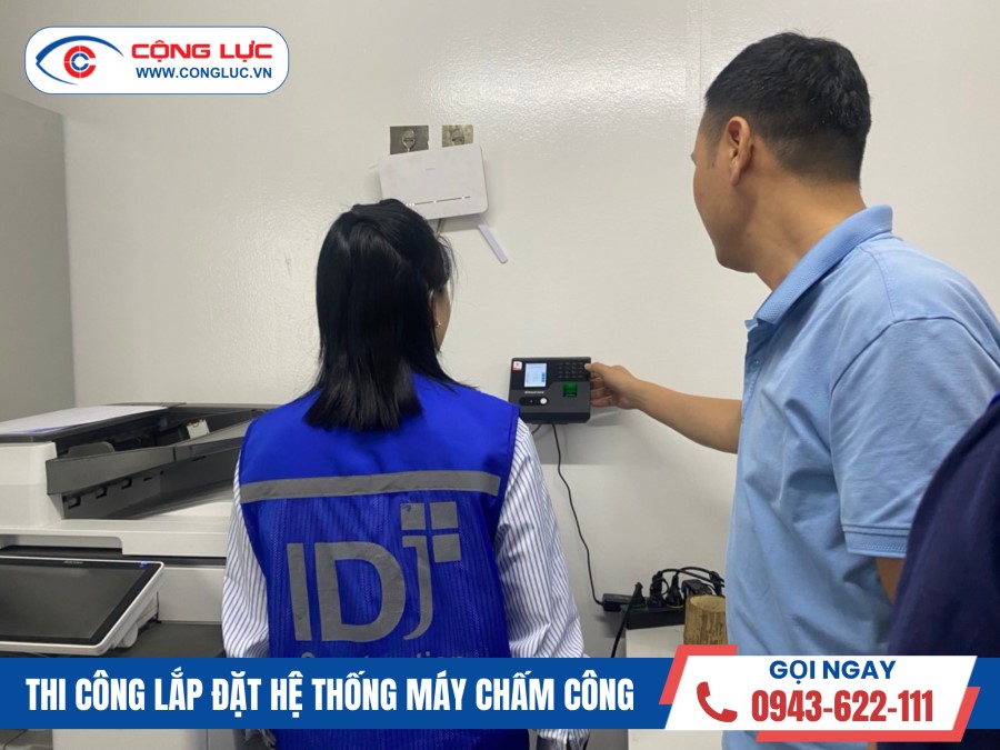 lắp máy chấm công khuôn mặt Ronald Jack FA-110 ở Công ty IDJ kcn đình vũ Hải Phòng