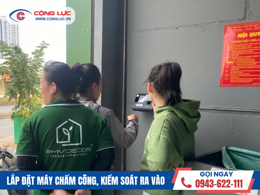 lắp máy chấm công khuôn mặt công ty PMV Decor tại quận lê chân hải phòng