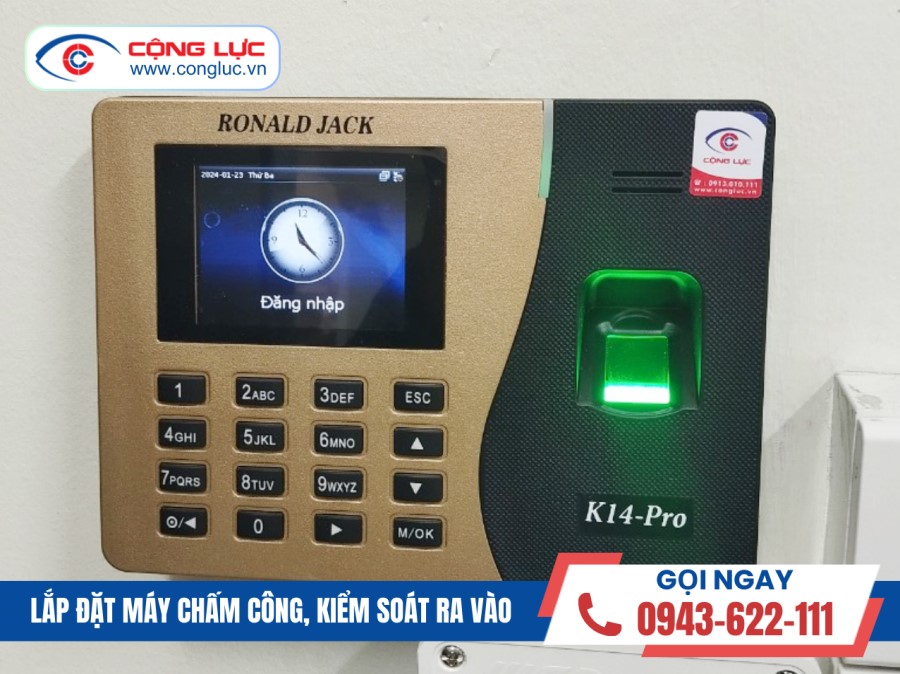 lắp máy chấm công vân tay ronald jack k14 pro tại công ty georim tech vina