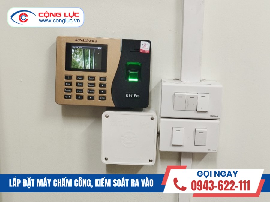 lắp máy chấm công vân tay ở công ty georim tech vina an dương hải phòng