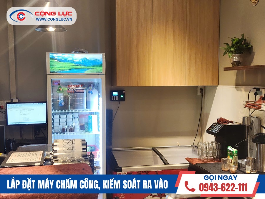 lắp máy chấm công vân tay quán cà phê milano 209 Hồ Sen, Lê Chân, Hải Phòng