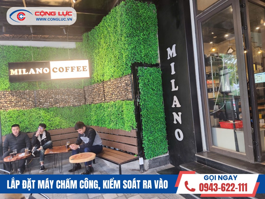lắp máy chấm công vân tay tại quán cà phê milano 209 Hồ Sen, Lê Chân, Hải Phòng