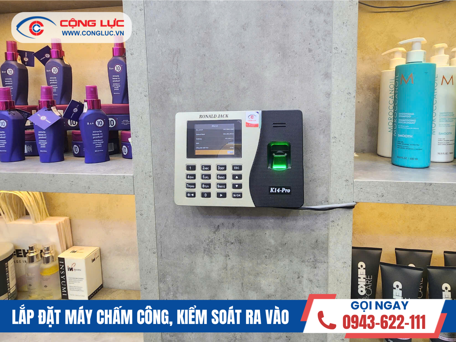 Lắp đặt máy chấm công cho cửa hàng