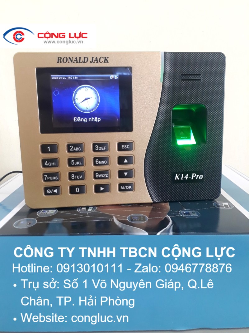 Cộng Lực bán máy chấm công vân tay ronald jack k14 pro giá rẻ nhất tại hải phòng