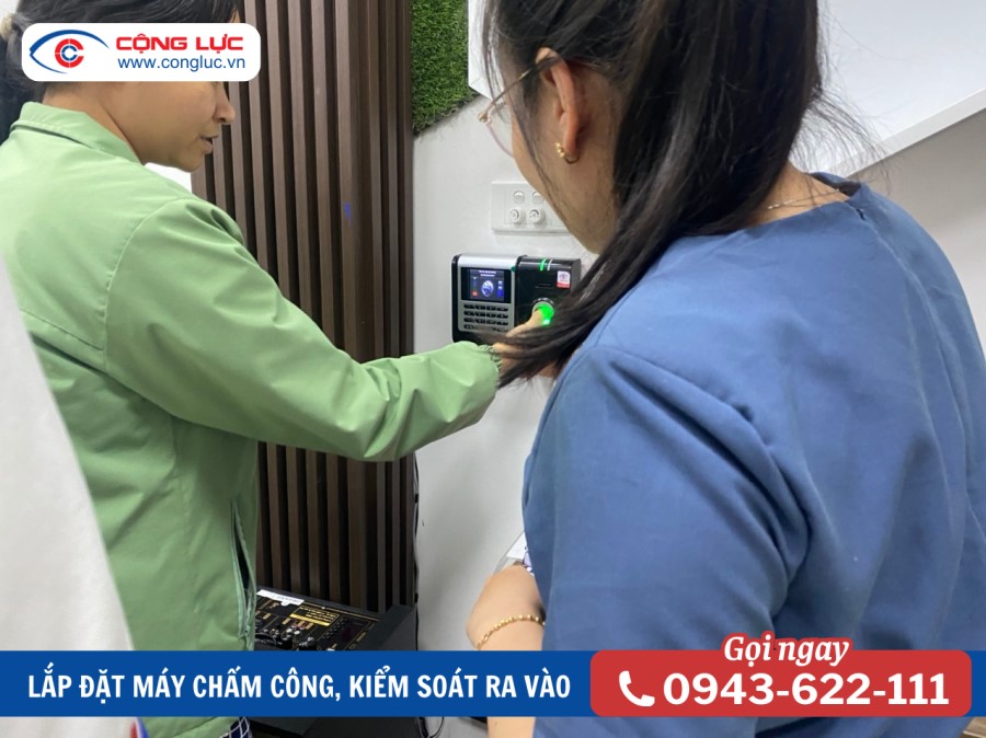 lắp máy chấm công vân tay cho công ty xây dựng á đông tại đường thiên lôi hải phòng