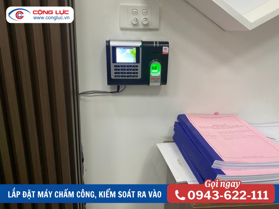 lắp máy chấm công vân tay ronald jack x628c tại công ty xây dựng á đông 492 đường thiên lôi