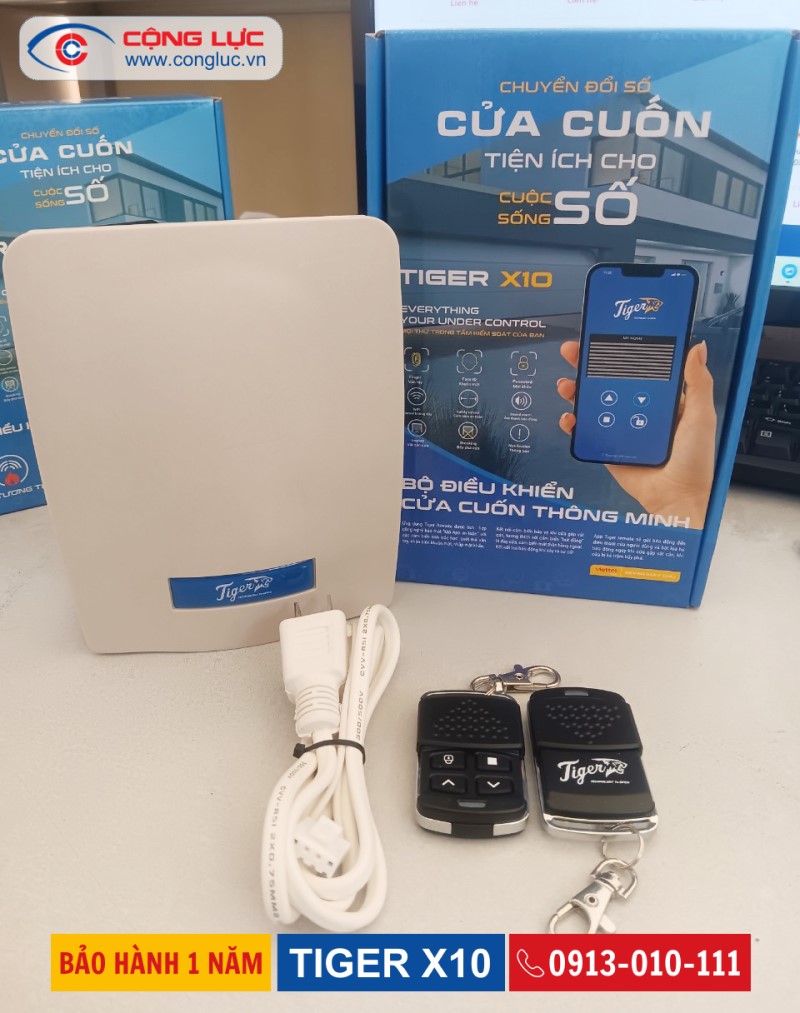 trọn bộ điều khiển cửa cuốn bằng điện thoại tiger x10 chính hãng