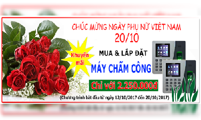 Khuyến mãi lắp máy chấm công ngày phụ nữ Việt Nam 20/10