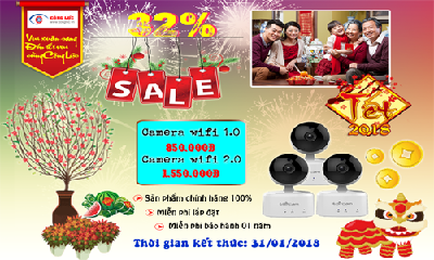 "Chào Noel và tết Mậu Tuất 2018" Chiết khấu 32% khi lắp Camera IP Wifi không dây