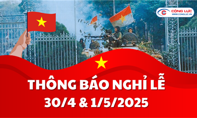 THÔNG BÁO LỊCH NGHỈ LỄ 30/4 & 1/5/2025 TẠI CỘNG LỰC