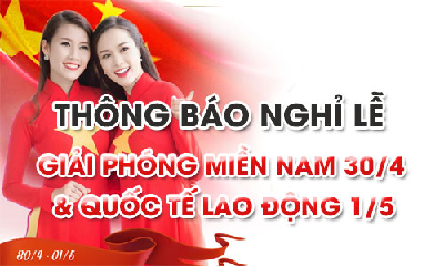 Công Ty Cộng Lực Thông Báo Lịch Nghỉ Lễ 30/4,1/5