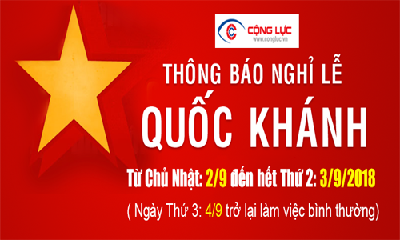 LỊCH NGHỈ LỄ QUỐC KHÁNH 2/9/2018