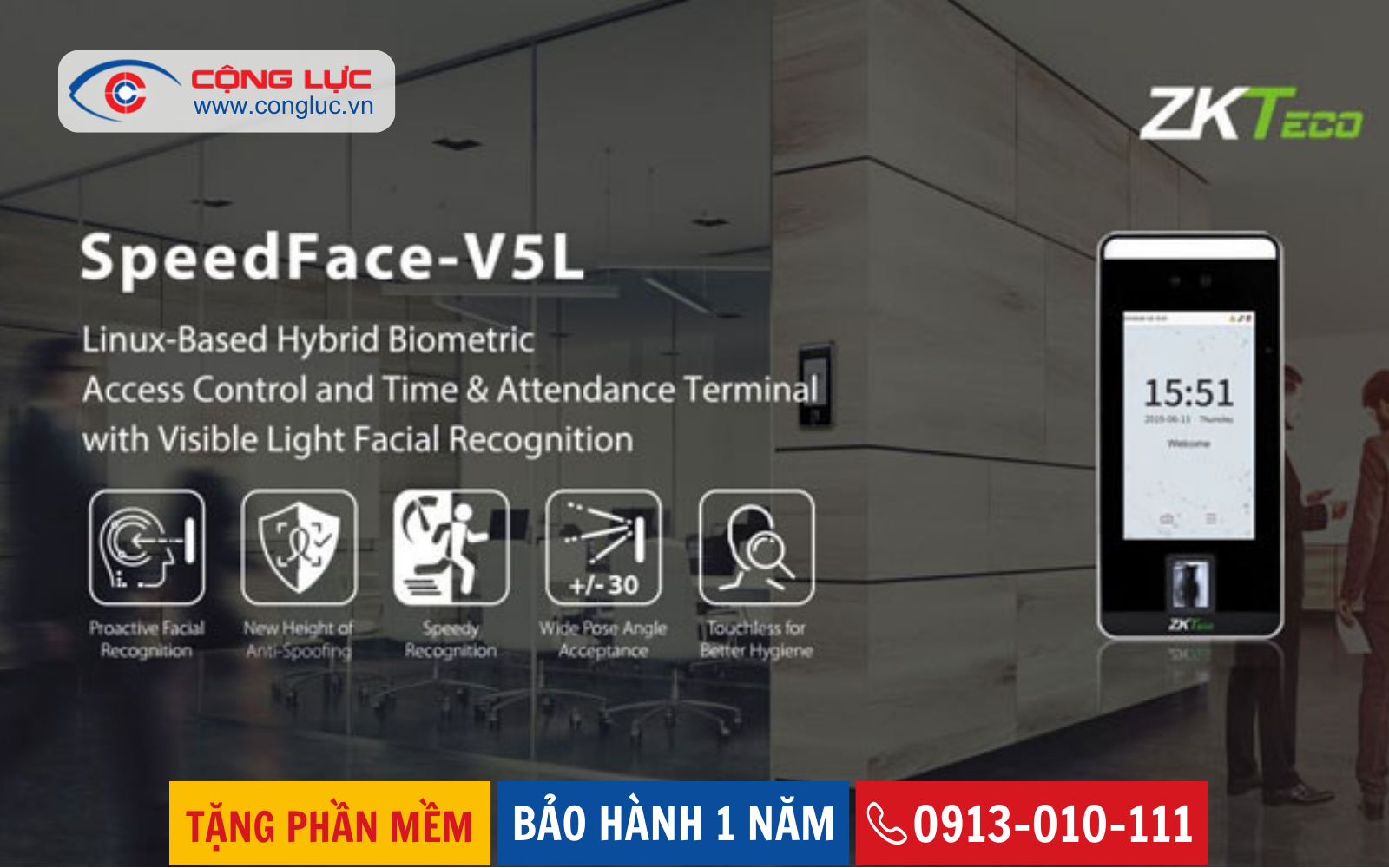 Máy Chấm Công Khuôn Mặt SPEEDFACE V5L