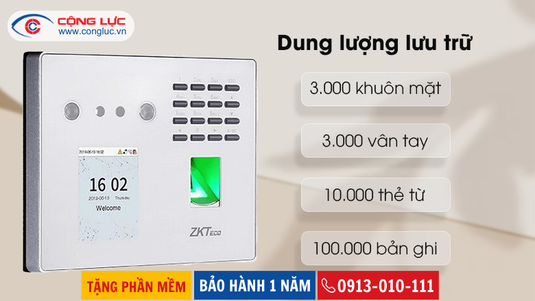 Máy Chấm Công Khuôn Mặt Zkteco MB40-VL