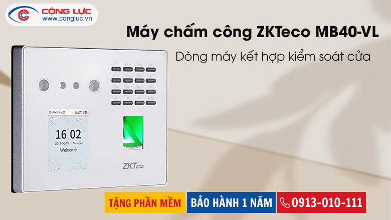 Máy Chấm Công Khuôn Mặt Zkteco MB40-VL