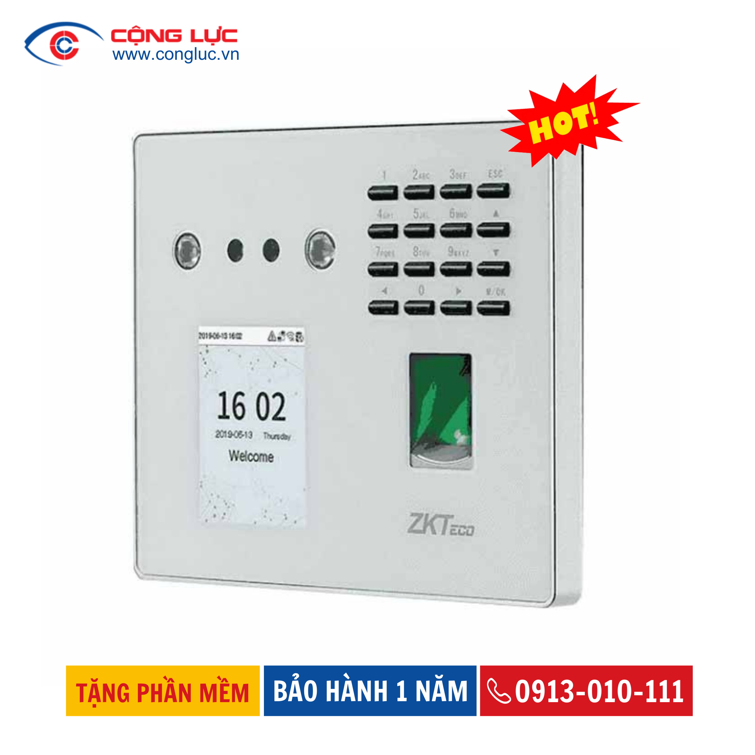 Máy Chấm Công Khuôn Mặt Zkteco MB40-VL