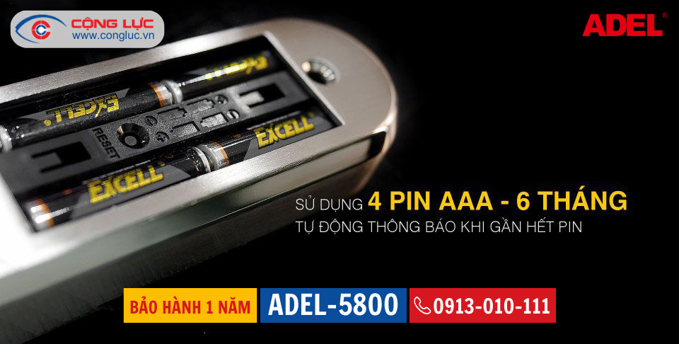 Khóa vân tay cửa nhôm kính Adel 5800