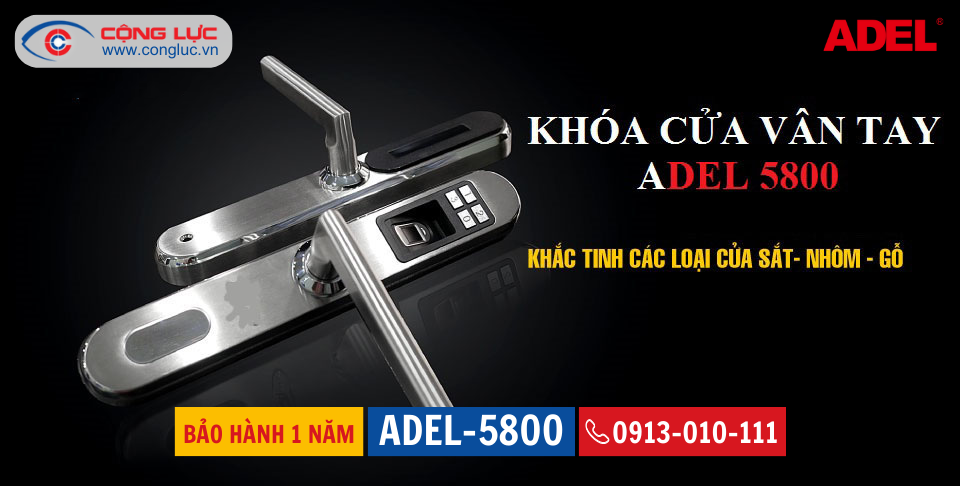 Khóa vân tay cửa nhôm kính Adel 5800