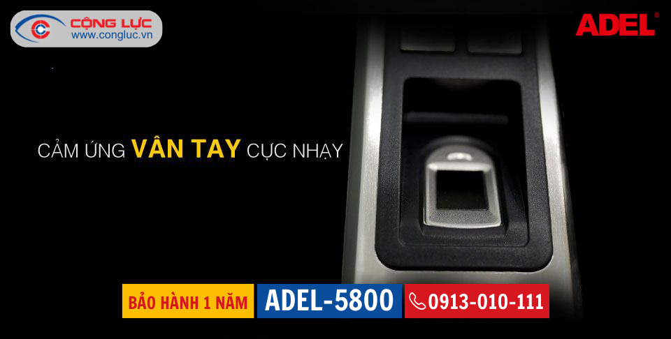 Khóa vân tay cửa nhôm kính Adel 5800