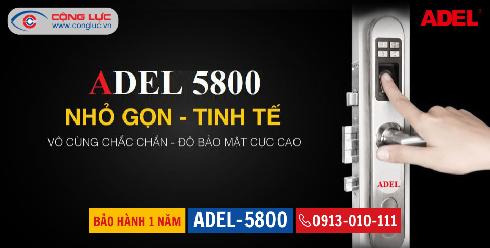 Khóa vân tay cửa nhôm kính Adel 5800