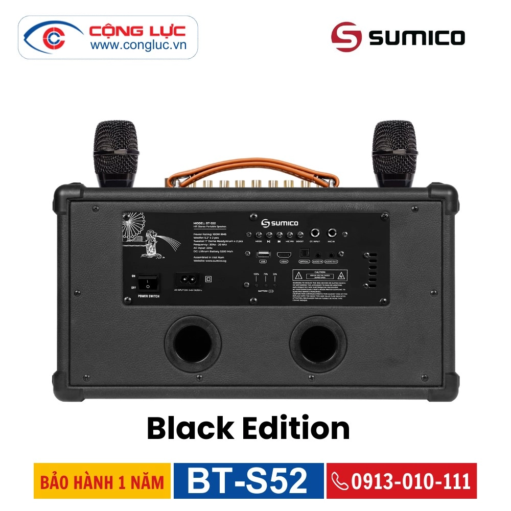 Loa Karaoke Di Động Sumico BT-S52 Black Edition