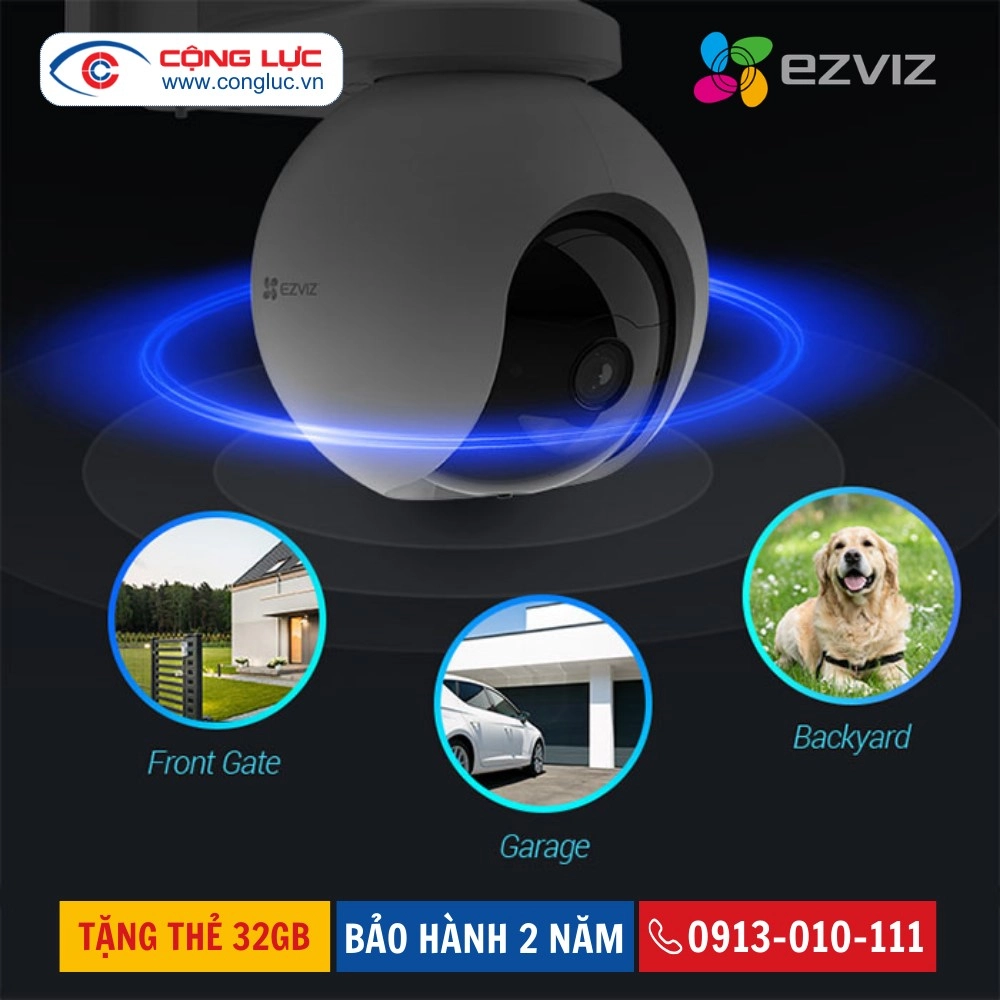 Camera Wifi Quay Quét Dùng Pin EZVIZ EB8 4G 2K