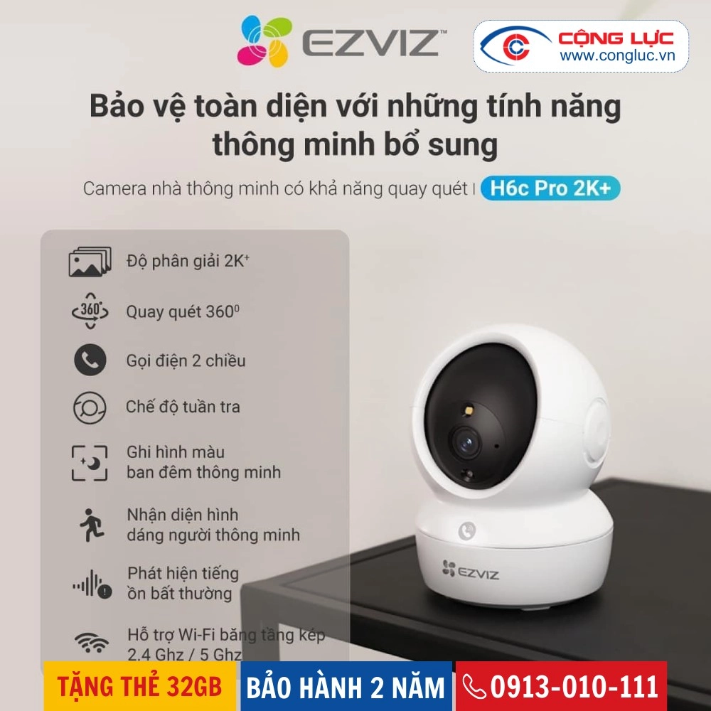 Camera WiFi EZVIZ H6c Pro 4MP 2K+