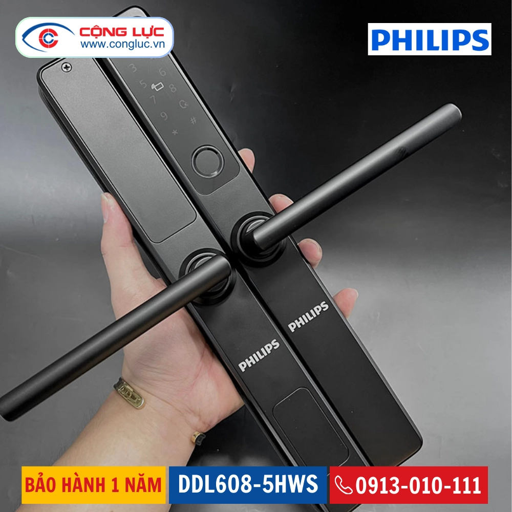 Khóa Vân Tay Cửa Nhôm Philips DDL608-5HWS
