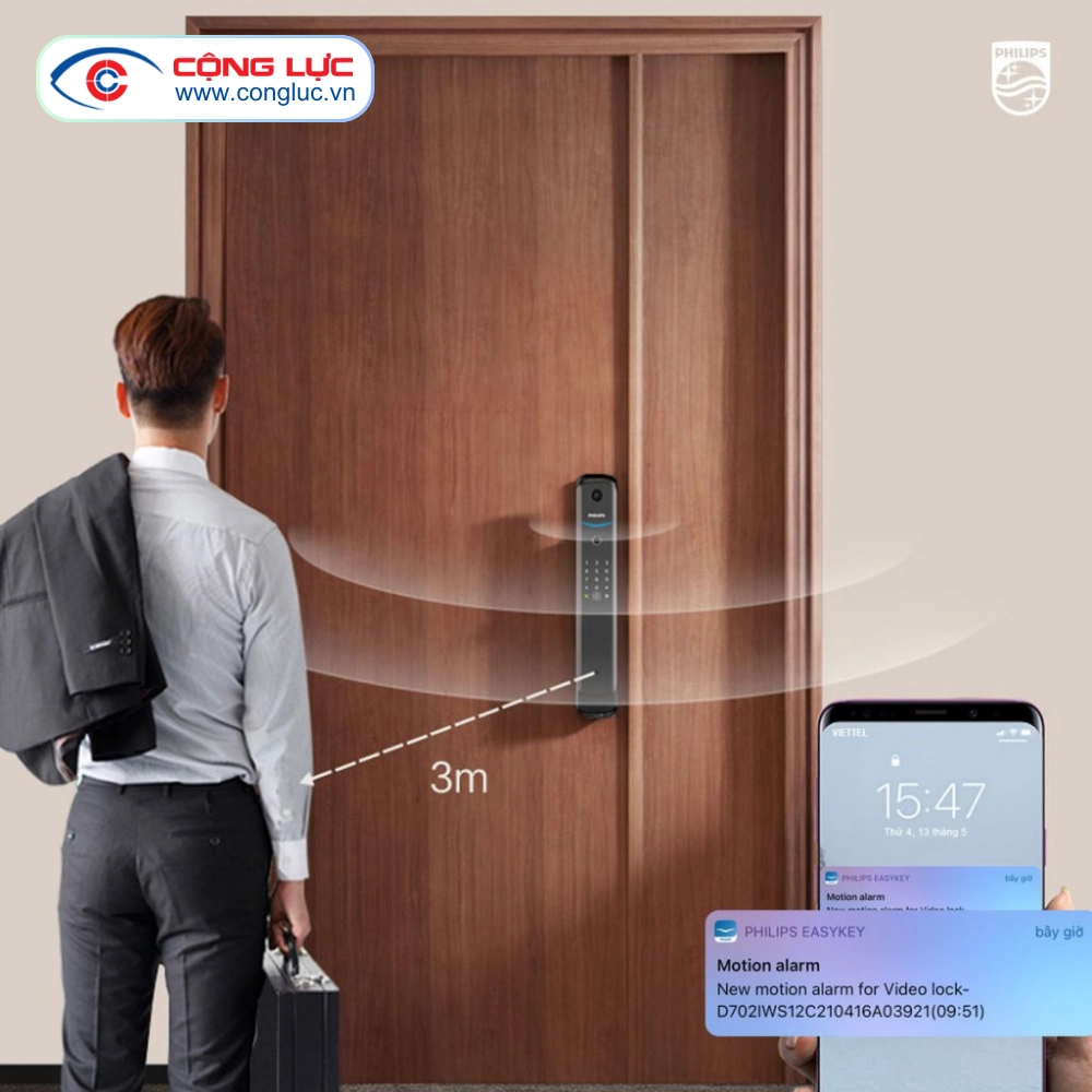 Khoá Cửa Vân Tay Có Camera Philips DDL702-1HWS