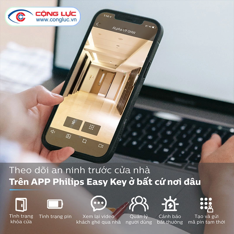 Khoá Cửa Vân Tay Philips Alpha-V-5HWS