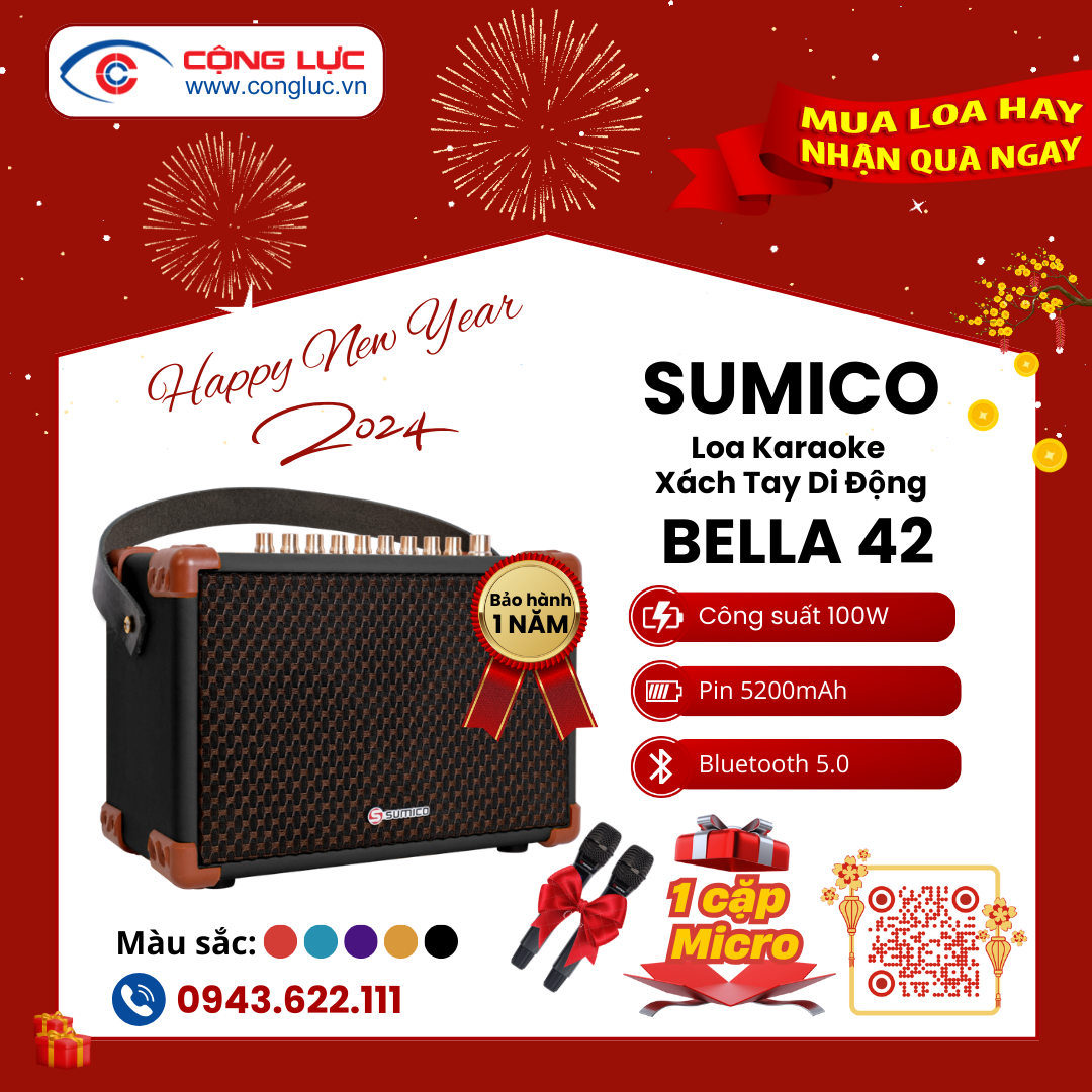 Loa Karaoke Di Động Sumico Bella 42 Black Edition