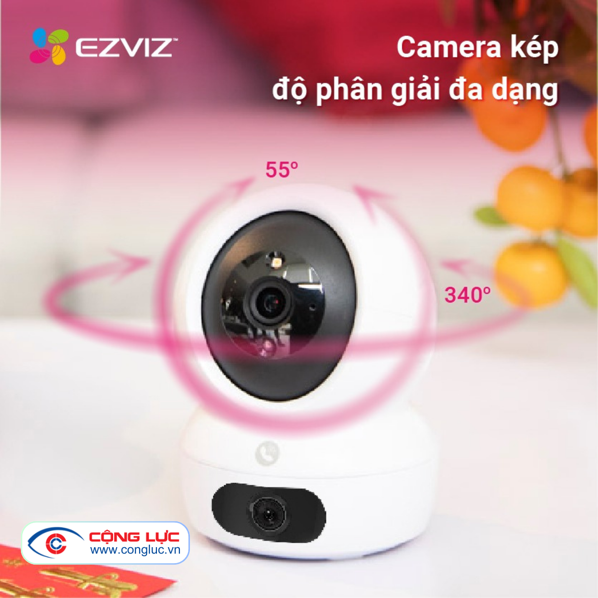 Camera Wifi Ống Kính Kép Ezviz H7C 8MP