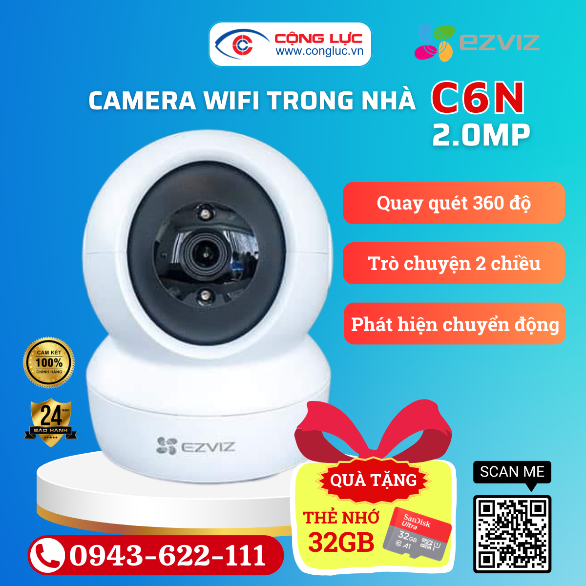 Camera Wifi Ezviz CS-C6N 2MP