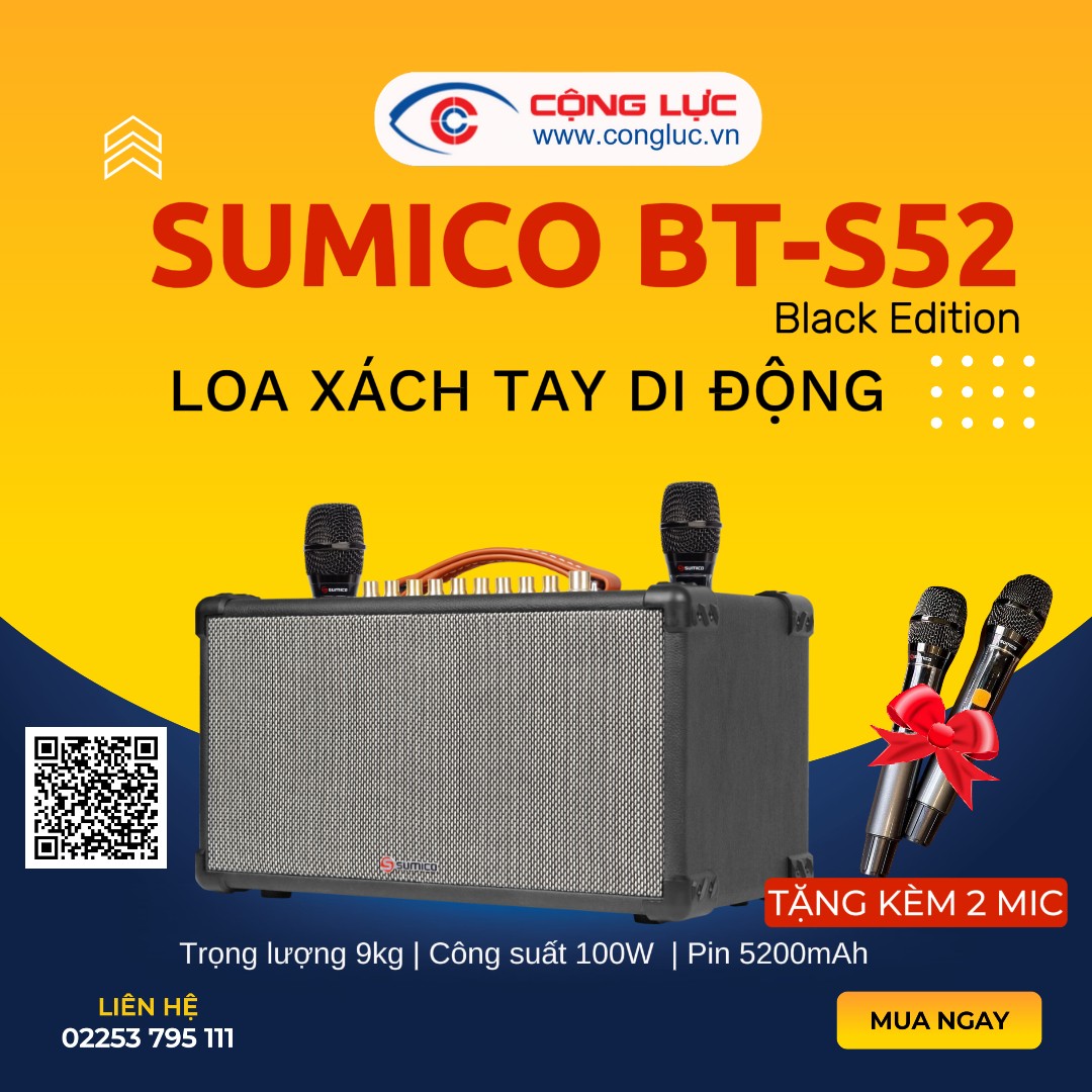 Loa Karaoke Di Động Sumico BT-S52 Black Edition