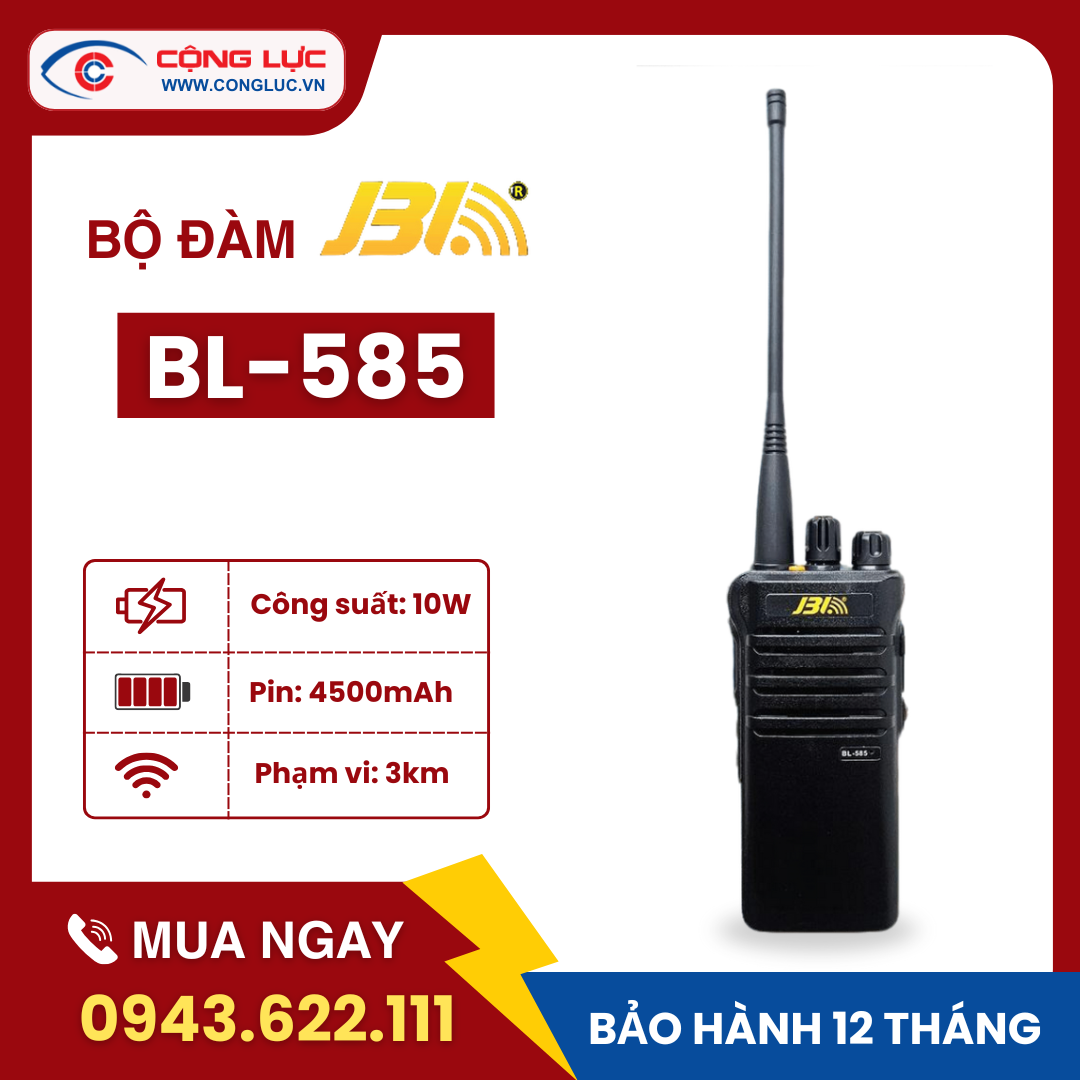 Máy Bộ Đàm JBL BL-585. Tự Dò Tần Số. Màn Hình Đèn Led Báo Kênh+Pin