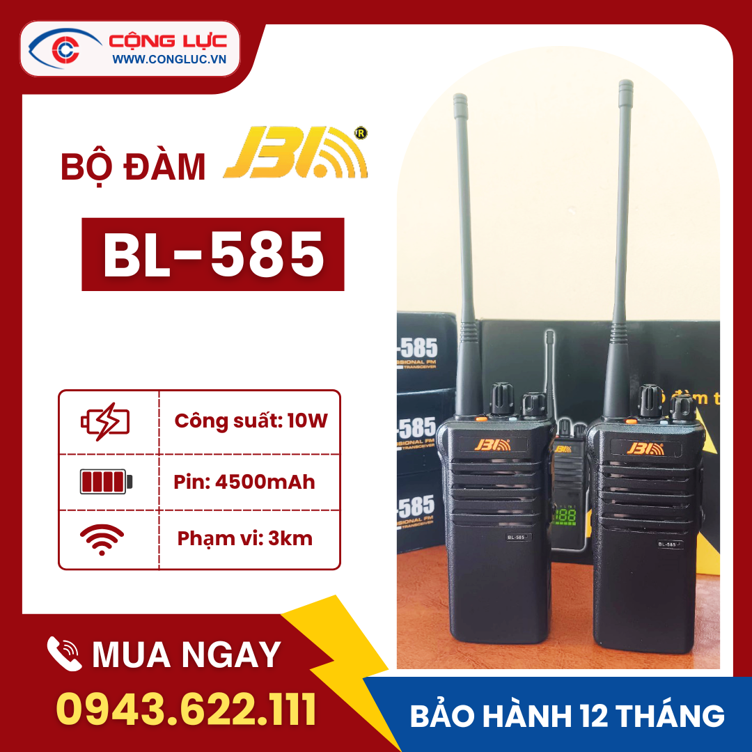 Máy Bộ Đàm JBL BL-585. Tự Dò Tần Số. Màn Hình Đèn Led Báo Kênh+Pin