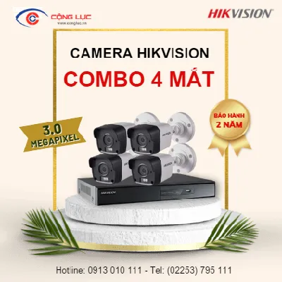 Trọn Bộ 4 Camera Hikvision 3.0MP