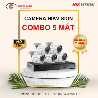 Trọn bộ 5 Camera Hikvision 1.0MP