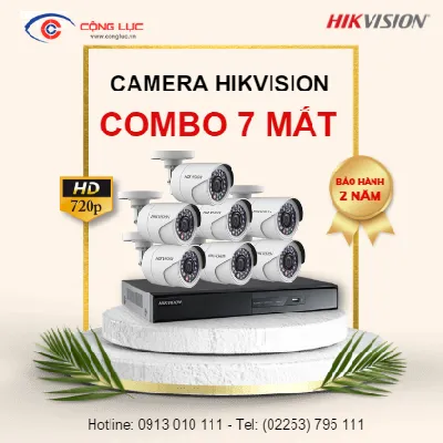 Trọn bộ 7 Camera Hikvision 1.0MP