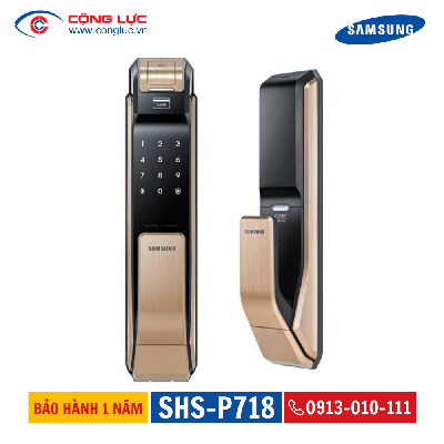 Khóa cửa vân tay thẻ từ Samsung SHS P718 Gold