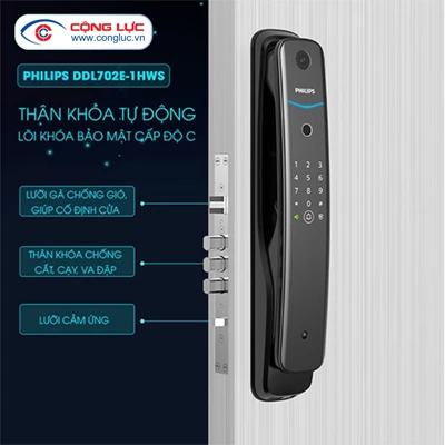 Khoá Cửa Vân Tay Có Camera Philips DDL702-1HWS